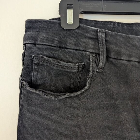 Good American black jeans, raw hem, button fly, kick crop - Size 14 - Picture 7 of 8